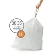 simplehuman Code H Custom Fit Drawstring Trash Bags in Dispenser Packs, 60 Count, 35 Liter / 9.3 Gallon, White