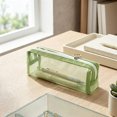 thumbnail image 4 of 1Pc Nylon Mesh Zipper Bags, 7.5" Transparent Makeup Brush Pouch, Portable Cosmetic Bags, Rectangle Pencil Case Organizer for Travel, Lipstick, Earphone, Keys - Green, 4 of 5