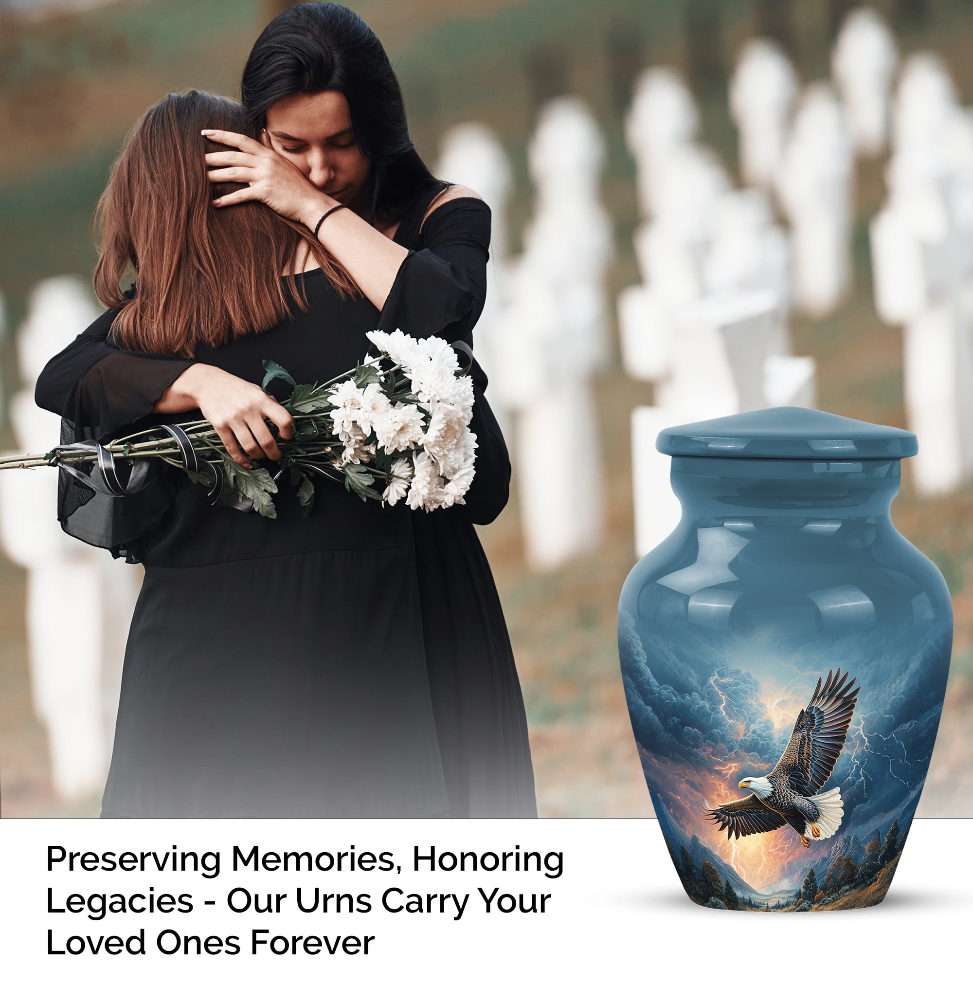 SABURIAL Eagle Urn - Mini Cremation Urn for Human Ashes Adult Man - Keepsake Burial Urns for Ashes Adult Women - Funeral Urns - 3 Inch