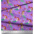 thumbnail image 3 of Soimoi Polyester Crepe Fabric Mermaid & Starfish Ocean Print Fabric by Yard 52 Inch Wide, 3 of 3