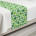 thumbnail image 2 of Clover Bed Runner, St Patrick's Day Pattern with Irregular Continuous Shamrocks, Decorative Accent Bedding Scarf for Hotels Homes and Guestrooms, Twin, Green Lime Green, by Ambesonne, 2 of 2