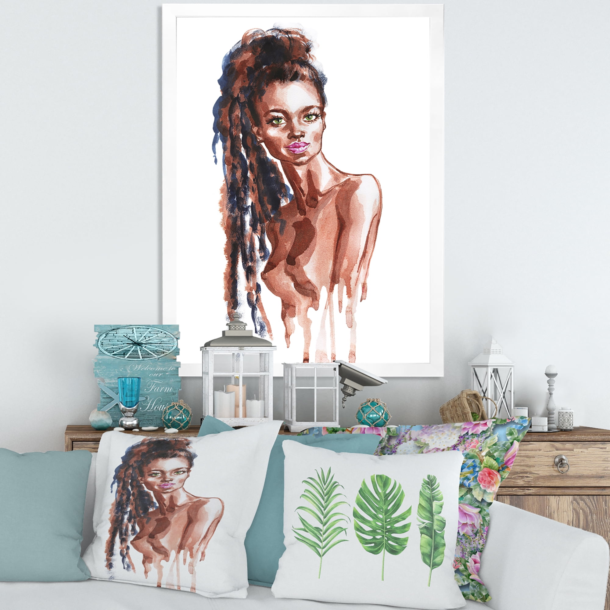 Designart 'Portrait of Afro American Woman VIII' Modern Framed Art Print