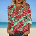 thumbnail image 2 of Pxxlle Hawaiian Shirts for Women Fashion Tropical Graphic Shirt Plus Size Button Down Tops for Beach Vacation Red XXL, 2 of 7