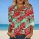 thumbnail image 1 of TaTaai Ladies Casual Lapel Long Sleeve Shirt Cotton Linen Like Hawaiian Print All Over Pattern Fashion Top for Spring Summer Fall Daily Street Wear Soft Comfortable Stylish Blouse Gift, 1 of 6