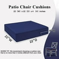 thumbnail image 3 of Findosom 2pcs Patio Chair Cushions 22x22 Inch Waterproof Fade Resistant Outdoor Seat Cushions for Patio Furniture Garden Sofa Couch Chair Pads with Adjustable Straps,Navy, 3 of 11