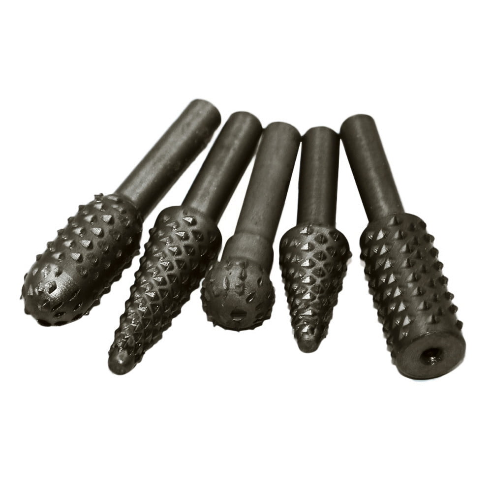 Siaonvr 5 Pcs Black Steel Rotary Burr Set Shank Wood Rasp Drill Bits Bore Die Grinder Walmart