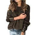 thumbnail image 1 of Dagegui Womens Turtleneck Sweaters Ribbed Knit Long Sleeve Buttons Pullover Casual Loose Fit Knitwear Jumper Tops Coffee,XXL, 1 of 9