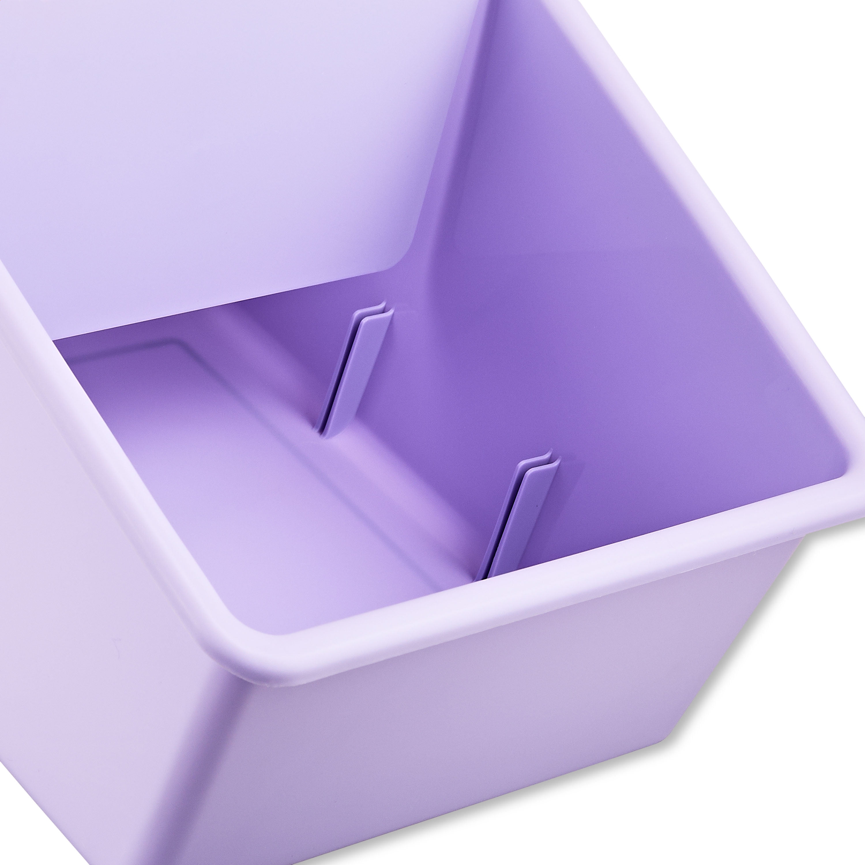 (6 pack) Pen+Gear Large Book Bin with 2 Removable Dividers, Desktop Organizer, Lavender