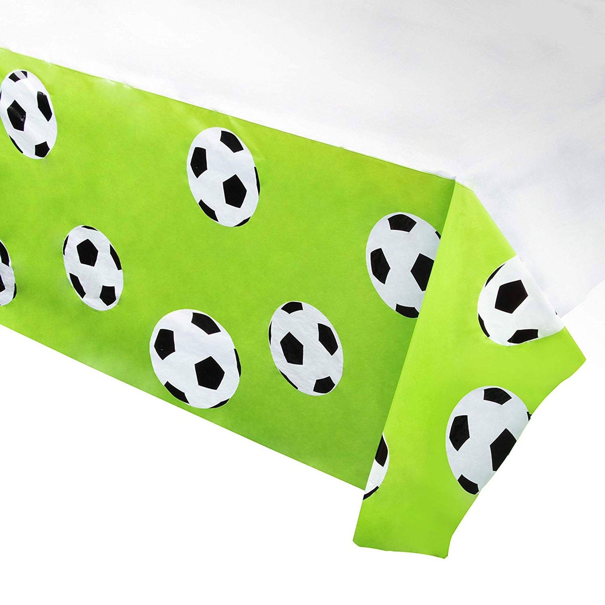 Soccer Plastic Tablecloth 3Pack 54 X 108Inch Soccer Ball Disposable Table Cover, Fits Up To