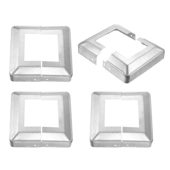 4 Pack Post Base Cover, 6x6 (Internal Size 3.25x3.25) Metal Split Style Post Skirt, Porch Column Wrap for Post Fence Deck Cable Railing Baluster Stair Rails, Silver