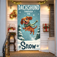 thumbnail image 5 of Animated Dachshund Banner Winter Theme Snowy Scene Christmas Decoration Holiday Display for Indoor Event Party, 5 of 9