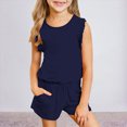 thumbnail image 2 of Toddler Girl Summer Outfits Toddler Baby Girl Comfortable Color Sleeveless Cotton T Shirt Shorts Set Clothing Set Navy 9-10 Years, 2 of 3