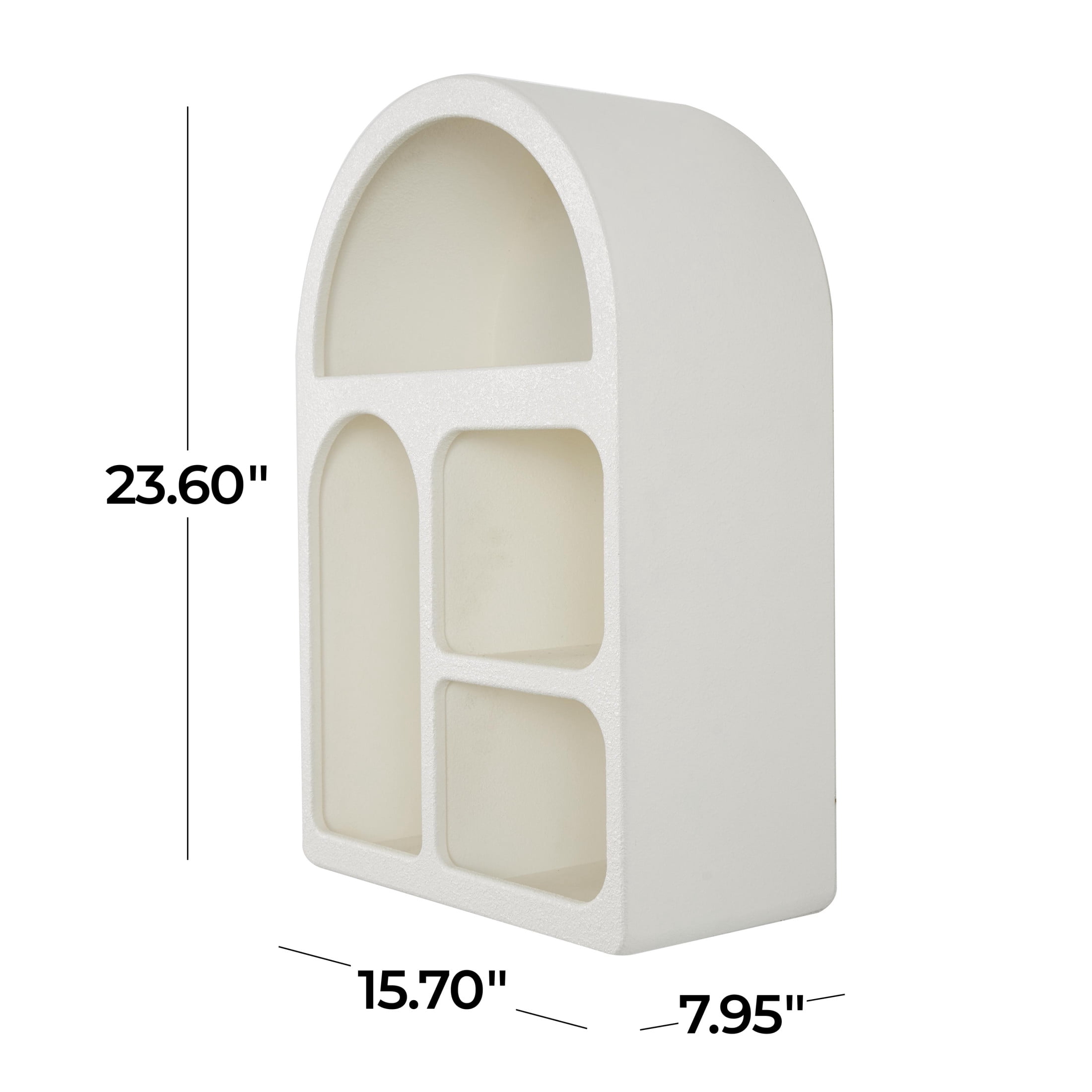 DecMode 16" x 8" Arched 4-Tier Cream Geometric Wall Shelf with Rounded Block Shapes