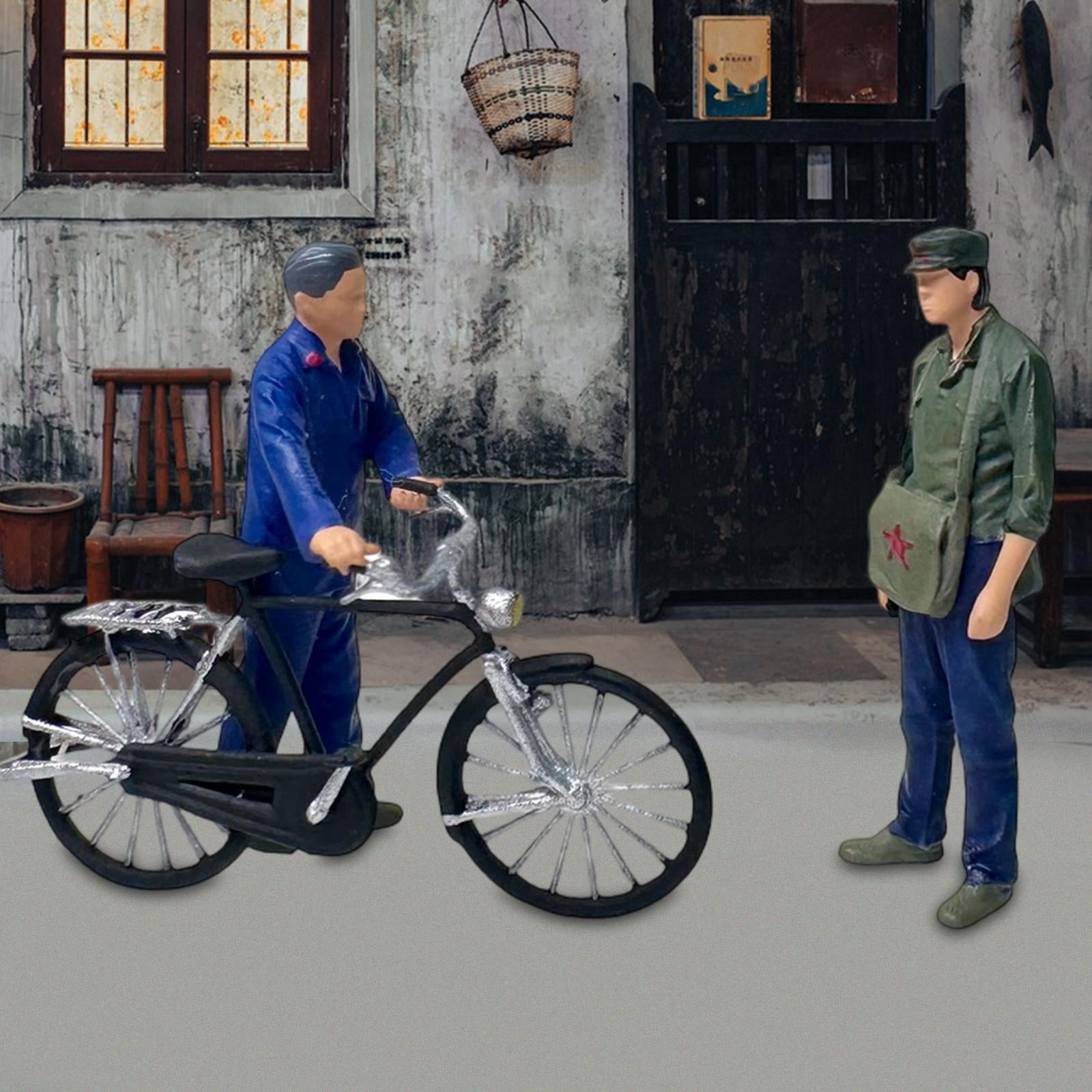 LeeQinersw 1/64 Bike Men Model Miniature People Model Miniature Figure Bike and Figures Set