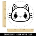 thumbnail image 2 of Charming Kawaii Chibi Cat Kitten Face Blushing Cheeks Self-Inking Rubber Stamp Ink Stamper - Orange Ink - Small 3/4 Inch, 2 of 7