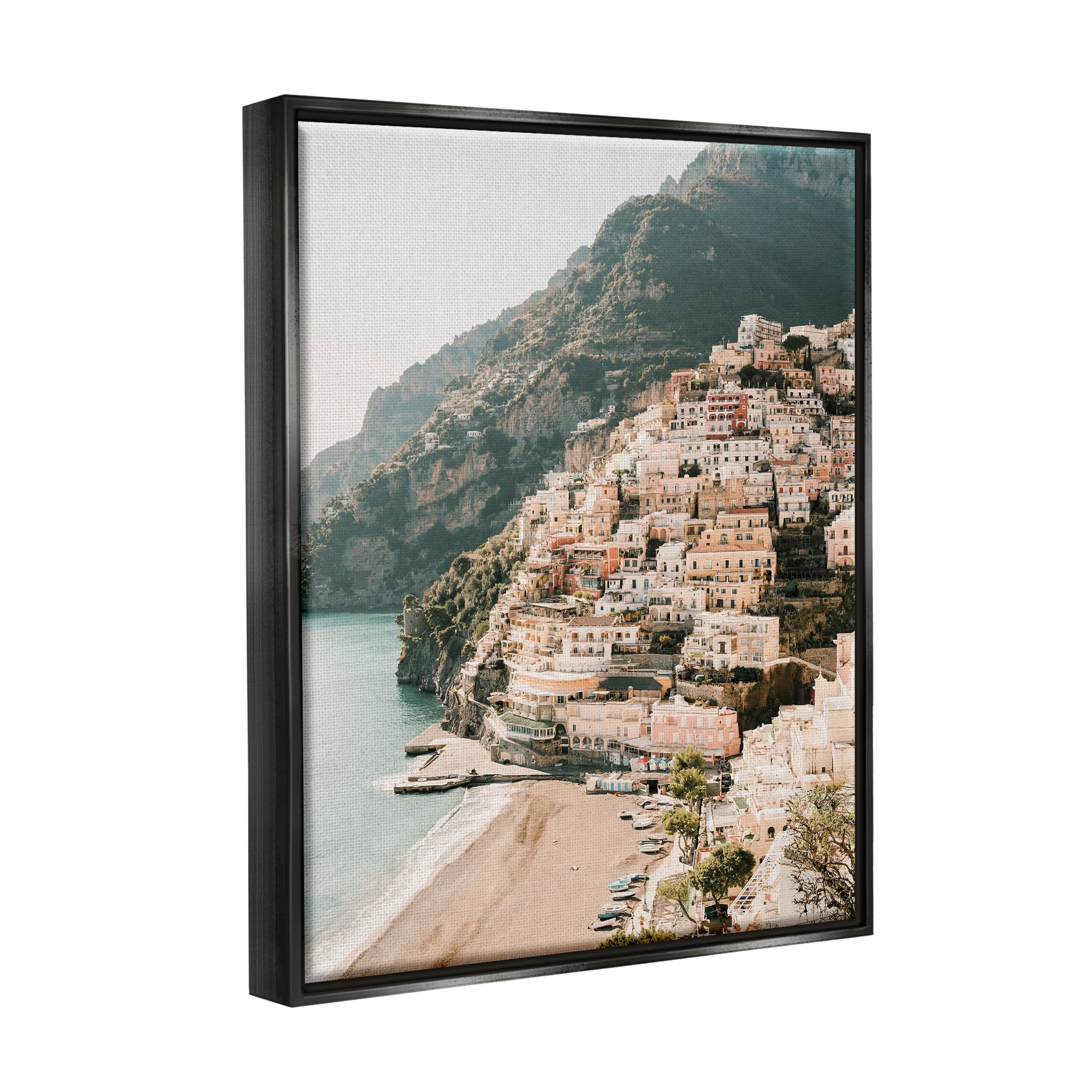 Stupell Cinque Terre Coastal Town Scenery Landscape Photography Black Floater Framed Art Print Wall Art