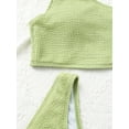 thumbnail image 6 of SEARIPE Women Textured One Shoulder High Waisted Bikini Swimsuit Mint Green M, 6 of 7