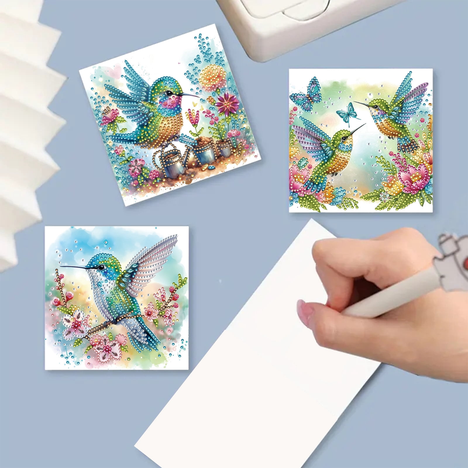 FLOPESN 12Pcs DIY Folding Greeting Card Diamond Art Painting,Creative Design Thank You Cards Set for Birthday Christmas Crafts Gift