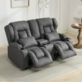 thumbnail image 2 of IPKIG 78 in Loveseat Recliner Sofa with Manual Recliners, Storage Console, Side Pockets & Cup Holders, Wingback Design for Living Room, RV, Grey Fabric, 2 of 8