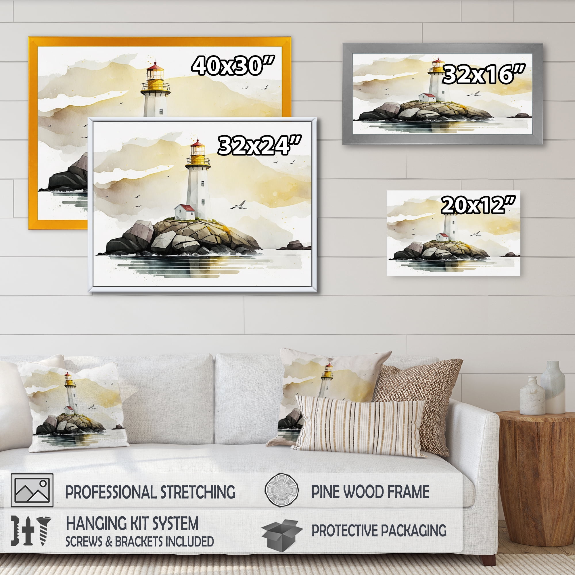 Designart Lighthouse On The Coast I Canvas Wall Art