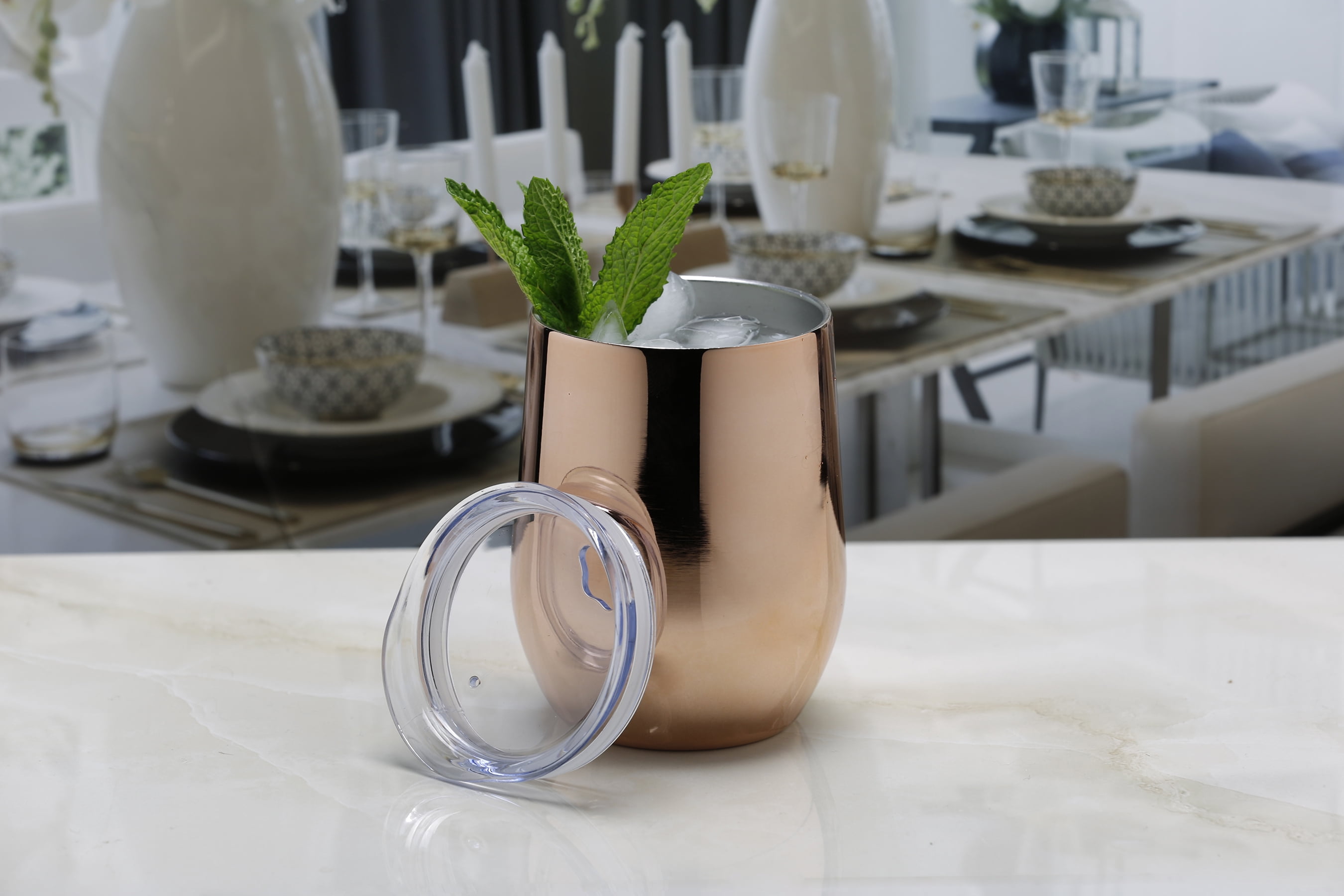 Bar 340 by Cambridge 12-Ounce Copper Stemless Wine Tumbler with Lid