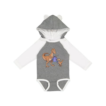 

Inktastic Knitting Dinosaur Mom with Baby Dinosaur Gift Baby Boy or Baby Girl Long Sleeve Bodysuit