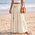 thumbnail image 2 of Boho Skirts for Women Elastic High Waist A Line Maxi Skirts Casual Summer Beach Vacation Flowy Pleated Skirts, L, 2 of 9