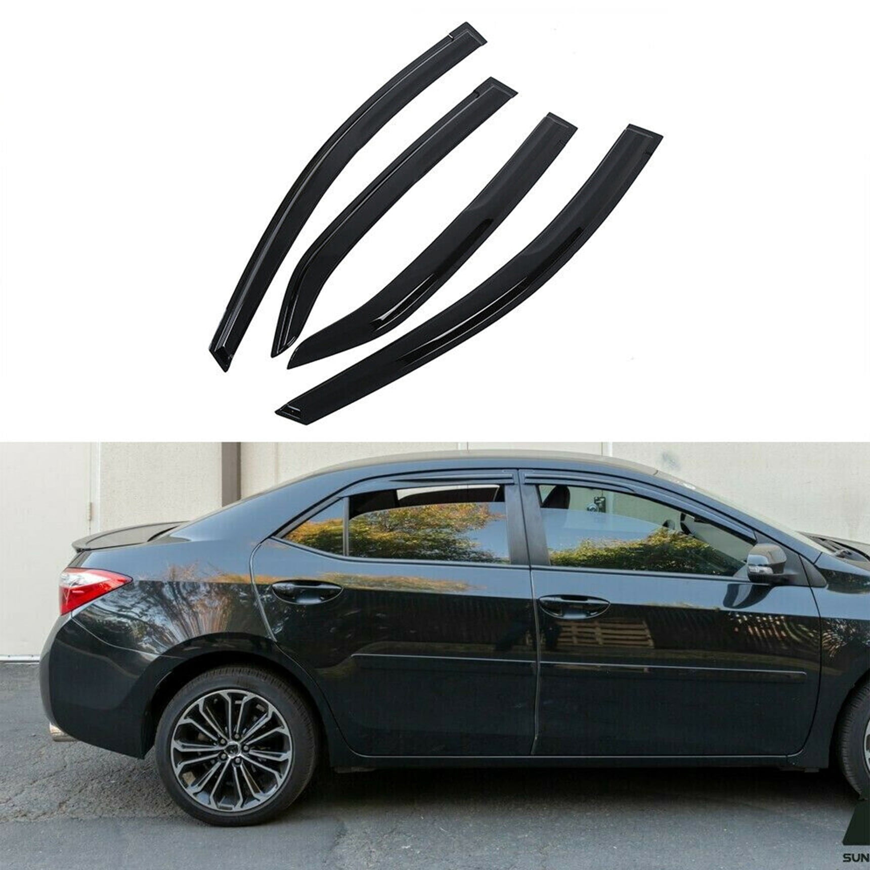 Genrics New Window Visor Vent Sun Wind Rain Deflector Fit for Toyota 14-17 Corolla Fits select: 2014-2016 TOYOTA COROLLA L/LE/LE PLUS/PREMIUM/S/S PLUS/PREMIUM