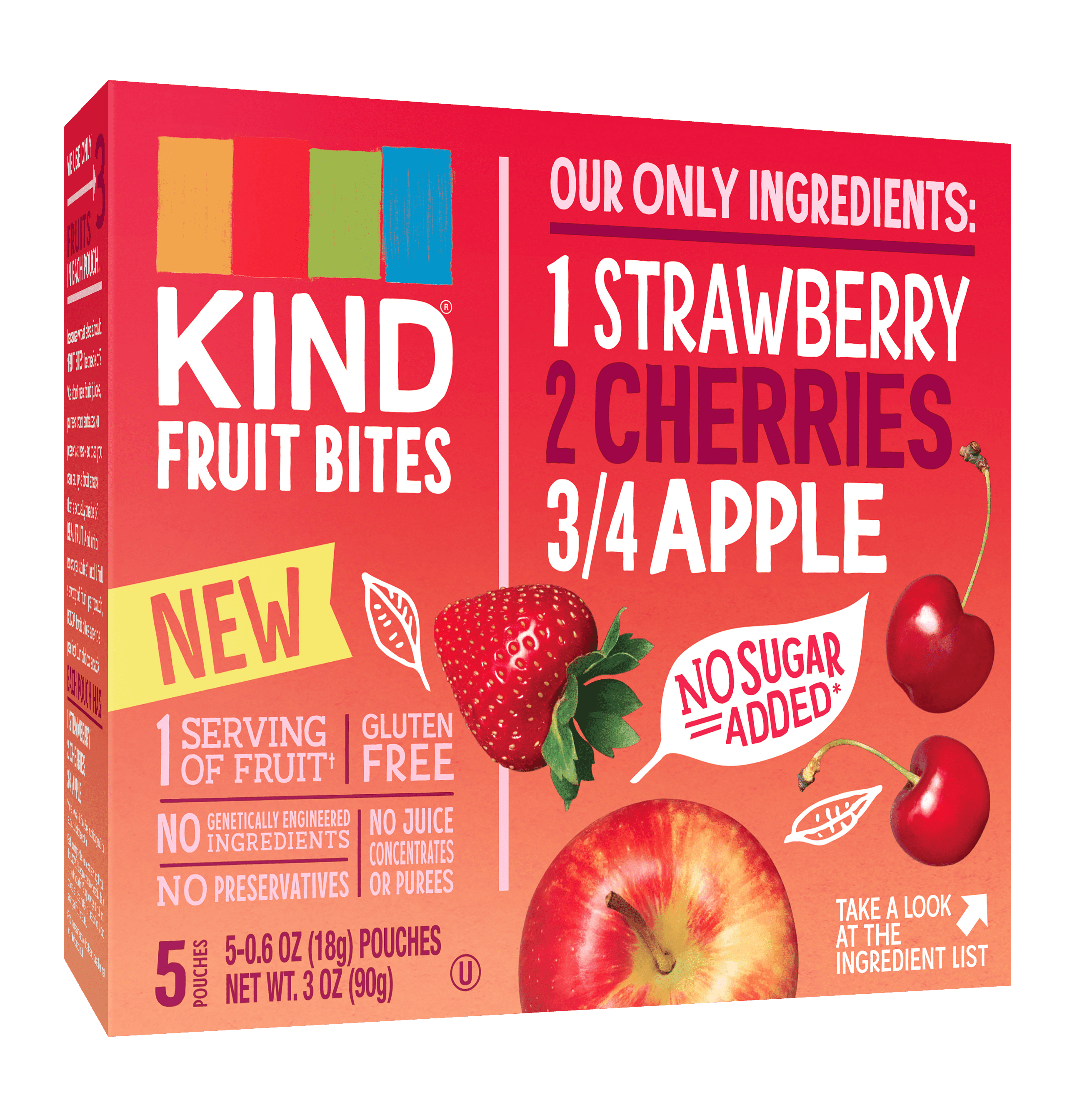 KIND Fruit Bites, Strawberry Cherry Apple Fruit Bites, 5 Count, Gluten