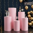 thumbnail image 3 of golytefs 5Pcs Cylinder Pedestal Stand Covers Reusable Elastic Cloth Pillar Plinth Cover Without Stands for Wedding Props Babyshower Birthday Party (Light Pink), 3 of 8