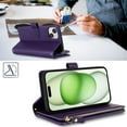 thumbnail image 3 of Crossbody iPhone 15 Plus Case with Strap Lanyard,for Apple iPhone 15 Plus Phone Wallet Case for Women with Card Holder,Zipper Pocket Magnetic Flip Leather iPhone 15 Plus Case,6.7" Purple, 3 of 14
