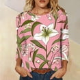 thumbnail image 3 of Trikvn Botanical Floral Long Sleeve Tops for Women Crewneck Casual Blouse Lightweight Breathable Shirts Great with Board Shorts or Beach Shorts for Summer Vacation, S-5XL, 3 of 6