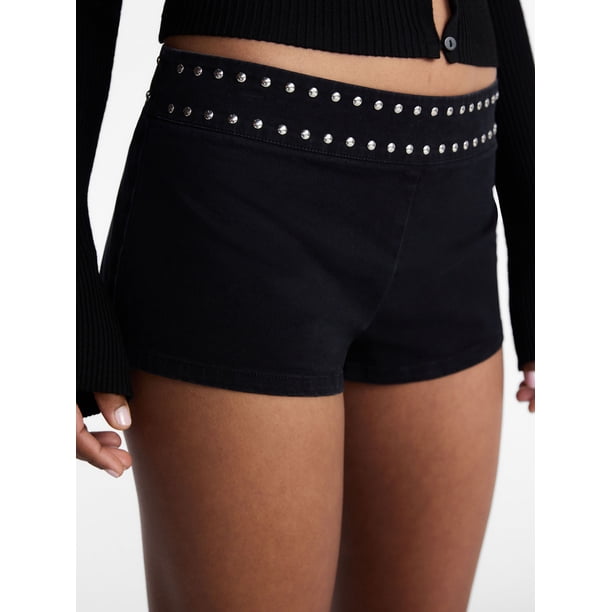 No Boundaries Studded Micro Shorts, 1.5'' Inseam, Women's Sizes