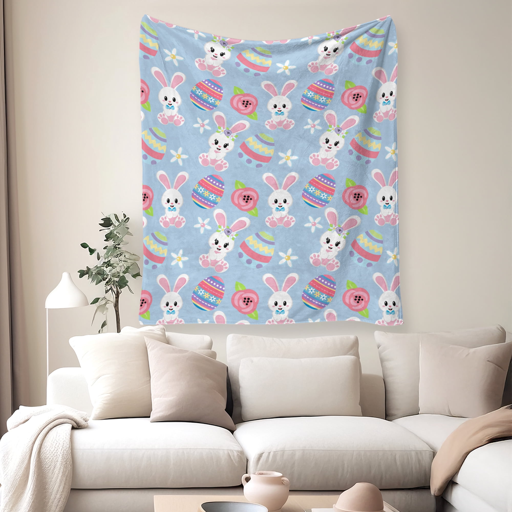 Easter Throw Blanket, Warm Fleece Flannel Bed Blanket, Lightweight Easter Blanket for Sofa Bed Couch 40"x50"