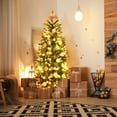 thumbnail image 2 of Costway 5Ft Pre-lit Artificial Pencil Christmas Tree Hinged Fir PVC Tree with 150 LED Lights, 2 of 11