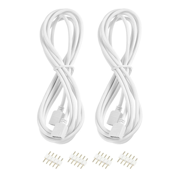 Uxcell RGB Extension Cable 2M Length White 2Pcs with 4Pcs Male 5 Pin Plugs