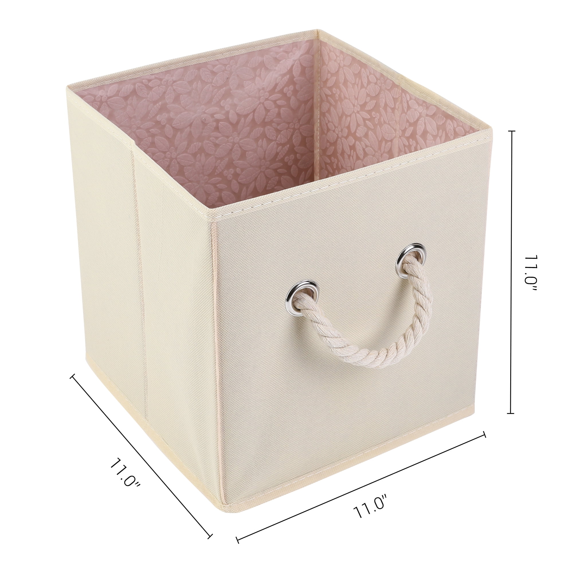 Unique Bargains Fabric Storage Bin with Handles Beige 11*11*11in