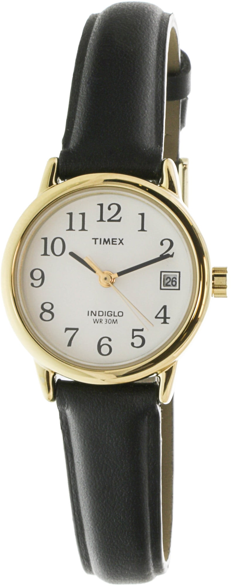 Timex Women's Easy Reader T2H341 Black Leather Quartz Dress Watch