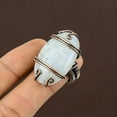 thumbnail image 3 of Natural Rainbow Moonstone Gemstone Handmade Copper Wire Wrap Ring Size 6, 3 of 4