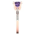 thumbnail image 3 of Solitaire with Accents Engagement Ring for Women - 1.71ct Simulated Alexandrite in 14K Rose Gold Promise Ring, 3 of 6
