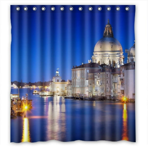YUSDECOR Lighted Sydney opera house Shower Curtain Polyester Fabric Bathroom Shower Curtain 66x72 inches