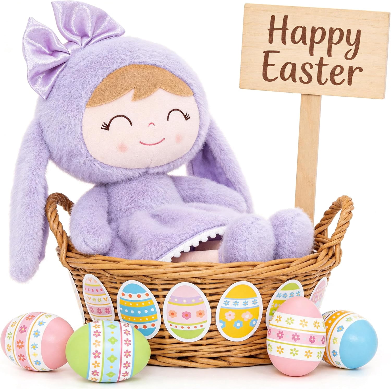 Gloveleya Easter Bunny Gift Baby Girl Gift Plush Bunny Dolls First Baby Doll Toddlers Rabbit Toy Bunny Gifts for Girl Purple 12 Inches