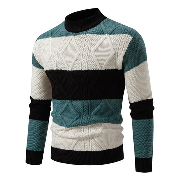 KAUOD Men's Slim Fit Turtleneck Sweater Casual Knitted Pullover Solid Sweaters Winter Men's Long Sleeve Crew Neck Sweater Tops