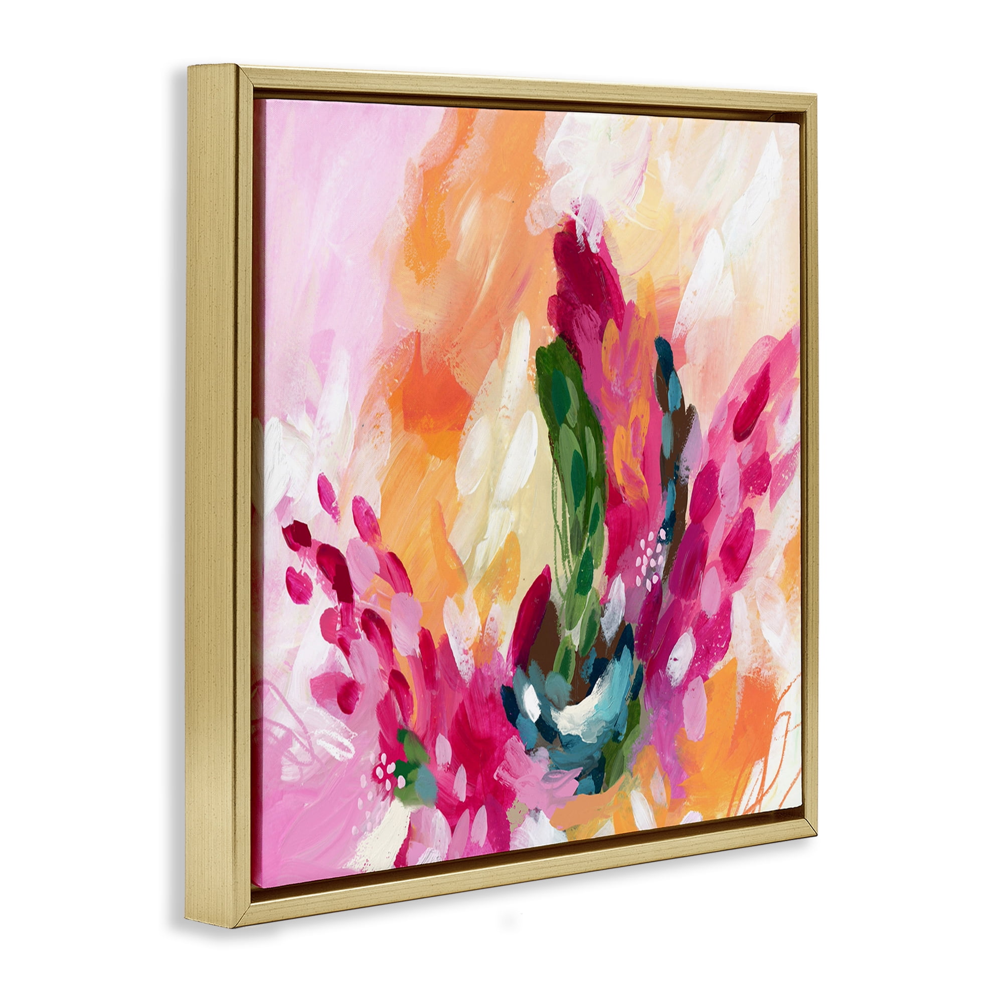 Stupell Industries Abstract Tropical Punch Abstract Painting Gold Floater Framed Canvas Art Print Wall Art, 18 x 18