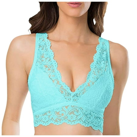 Blue 3X-Large Women s Lace Bra Medium Support Sports Bras for WomenUnderwire Back Underwear Backless Bra Women Bras Plus Size Full Support Sports Bras for Women