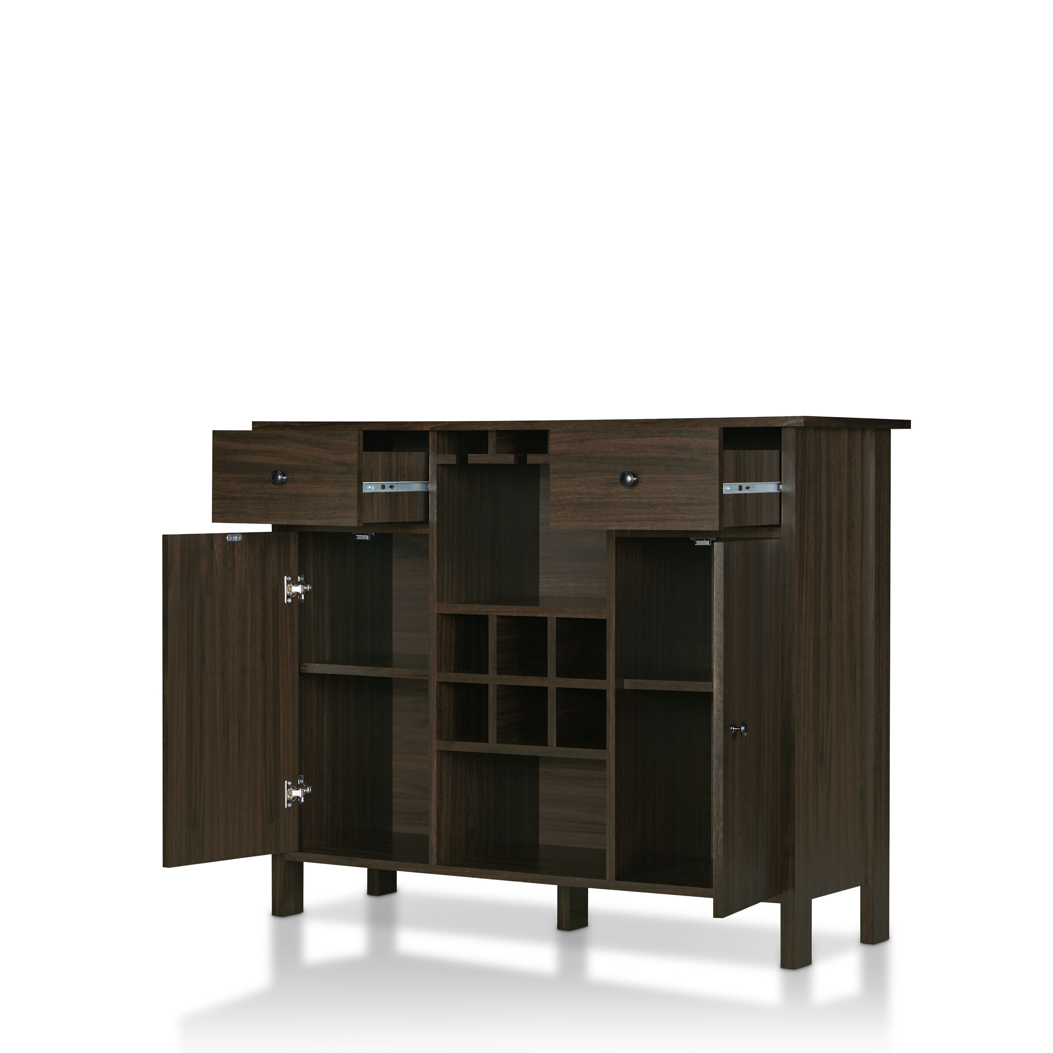 Furniture of America Levy Wood Wine Storage Buffet Table, Wenge