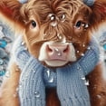 thumbnail image 5 of Blue Christmas Shower Curtain, Winter Funny Animal Bull Cattle Farmhouse Bath Curtain, Cute Fun Cow Bathroom Accessories Xmas Tree for New Year Bathroom Curtain Liner Set with Hooks, 72X72in, 5 of 5