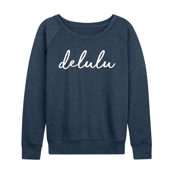 Instant Message - Delulu Cursive - Women's Lightweight French Terry Long Sleeve Shirt