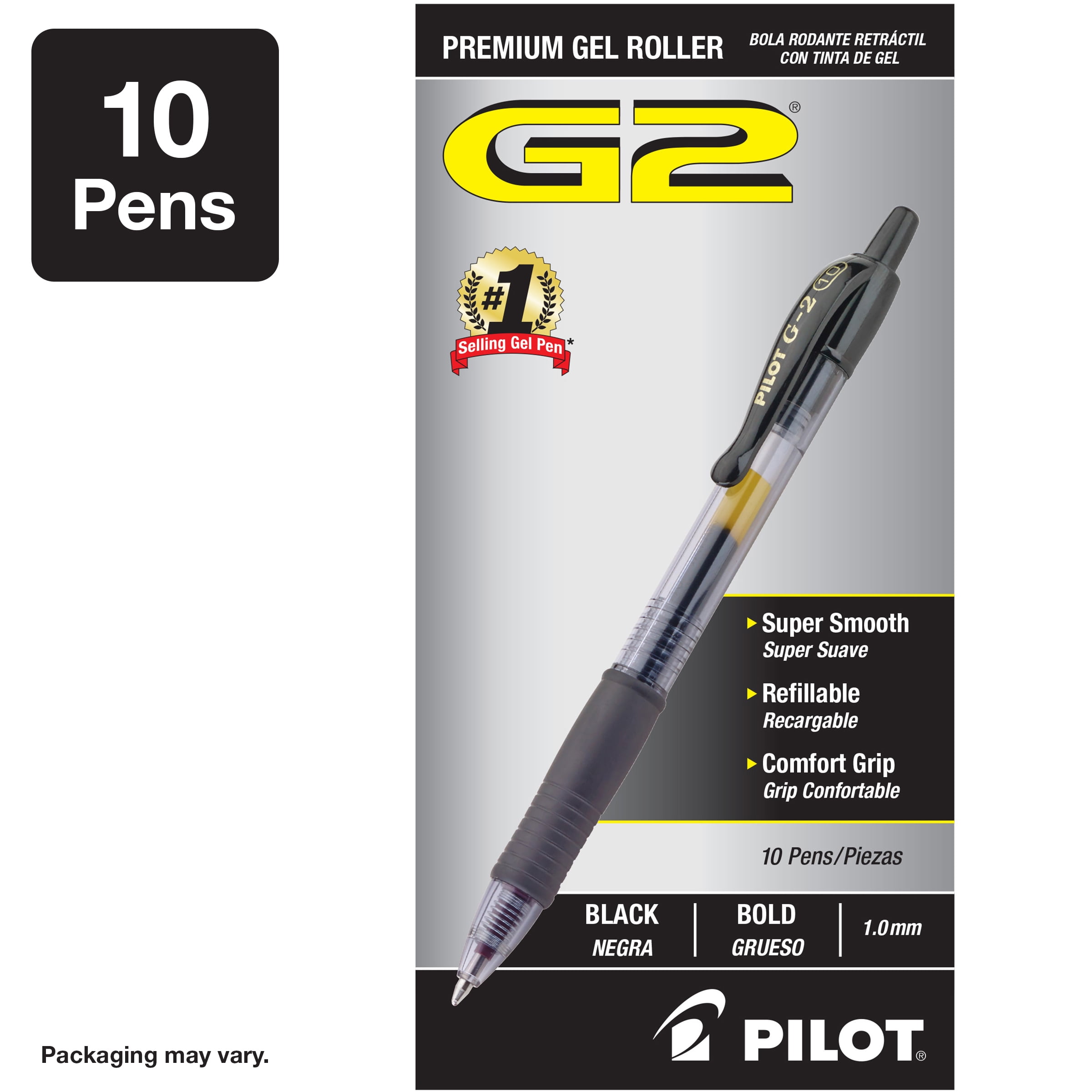 Black Ink PILOT G2 Premium Refillable & Retractable Rolling Ball Gel Pens Bold Point 12 Count 31256 Pack of 1 