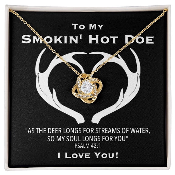 My Soul Longs For You Antler Beautiful Necklace, Message Card and Box, White Love Knot Necklace